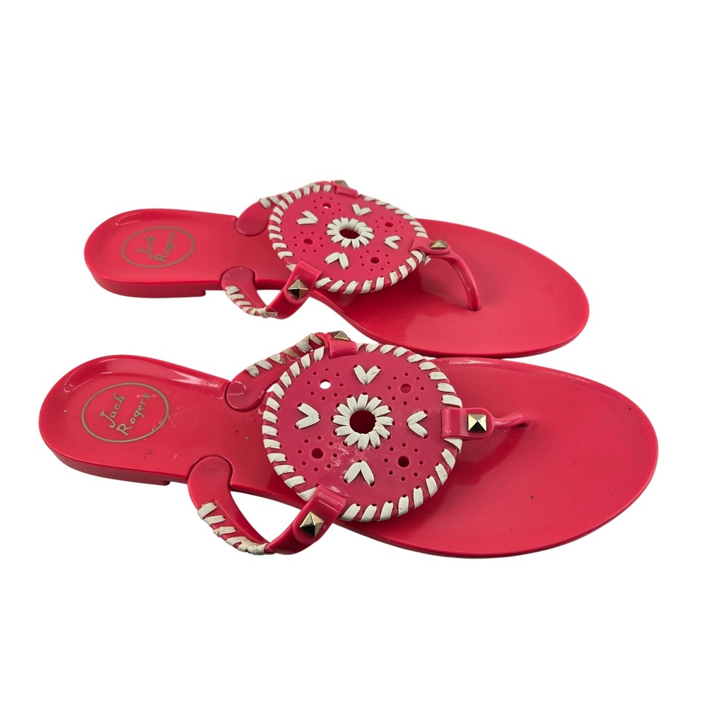 Jack Rogers Georgica Coral Pink Jelly Thong Sandals Womens Size 11 Preppy